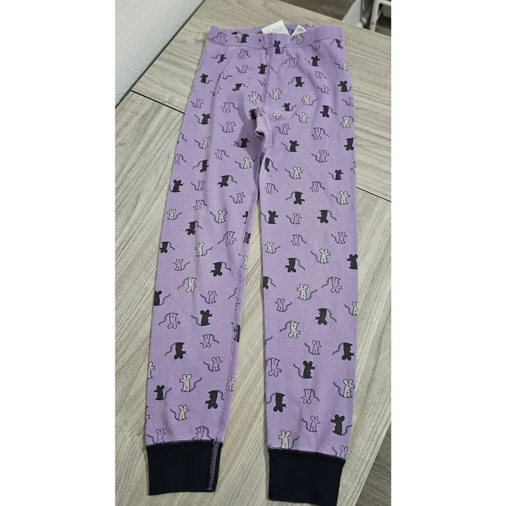 Hanna Andersson Pajama Set Gray Purple Mouse Face Ears Long Sleeve Halloween
